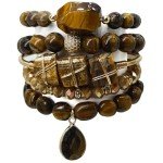 Boho Beaded Bracelets Set with Tiger Eye Stones