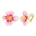 Pink Cherry Blossom Clip-On Earrings for Women