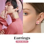 Pink Cherry Blossom Clip-On Earrings for Women