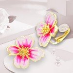 Pink Cherry Blossom Clip-On Earrings for Women