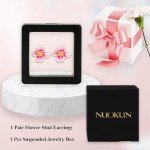 Pink Cherry Blossom Clip-On Earrings for Women