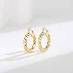 14K Gold Hand-Engraved Diamond-Cut Hoop Earrings