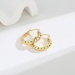14K Gold Hand-Engraved Diamond-Cut Hoop Earrings