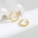14K Gold Hand-Engraved Diamond-Cut Hoop Earrings