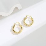 14K Gold Hand-Engraved Diamond-Cut Hoop Earrings