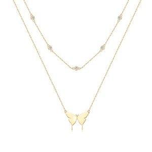 Moissanite Butterfly Pendant Necklace in 14K Gold