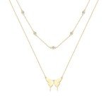 Moissanite Butterfly Pendant Necklace in 14K Gold