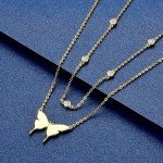 Moissanite Butterfly Pendant Necklace in 14K Gold