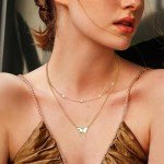 Moissanite Butterfly Pendant Necklace in 14K Gold