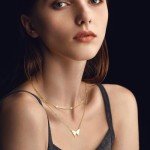 Moissanite Butterfly Pendant Necklace in 14K Gold