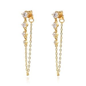 18K White Gold Dangle Chain Earrings for Women