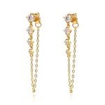 18K White Gold Dangle Chain Earrings for Women