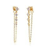 18K White Gold Dangle Chain Earrings for Women