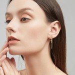 18K White Gold Dangle Chain Earrings for Women