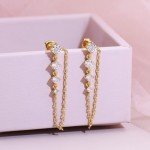 18K White Gold Dangle Chain Earrings for Women