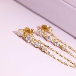 18K White Gold Dangle Chain Earrings for Women