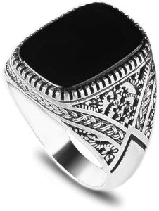 Sterling Silver Black Onyx Men's Signet Ring