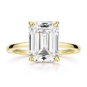 18K Gold Plated Emerald Cut Engagement Ring