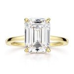 18K Gold Plated Emerald Cut Engagement Ring
