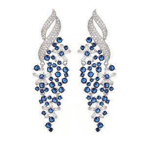 Blue Flower Dangle Drop Earrings for Women