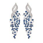 Blue Flower Dangle Drop Earrings for Women