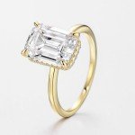 18K Gold Plated Emerald Cut Engagement Ring