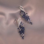 Blue Flower Dangle Drop Earrings for Women