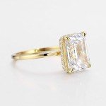 18K Gold Plated Emerald Cut Engagement Ring