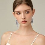 Blue Flower Dangle Drop Earrings for Women