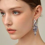 Blue Flower Dangle Drop Earrings for Women