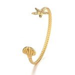 Gold Starfish and Shell Cuff Bracelet for Women