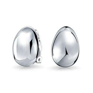 Elegant Sterling Silver Geometric Teardrop Clip-On Earrings