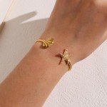 Gold Starfish and Shell Cuff Bracelet for Women