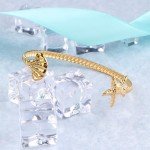 Gold Starfish and Shell Cuff Bracelet for Women