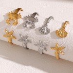 Gold Starfish and Shell Cuff Bracelet for Women