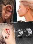 Sterling Silver Runes Clip-On Ear Cuff Earrings