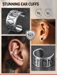 Sterling Silver Runes Clip-On Ear Cuff Earrings