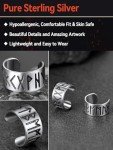 Sterling Silver Runes Clip-On Ear Cuff Earrings