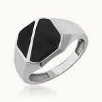 Men's Engraved Gold Signet Ring with Black Onyx
