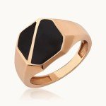 Men's Engraved Gold Signet Ring with Black Onyx