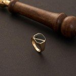 Men's Engraved Gold Signet Ring with Black Onyx