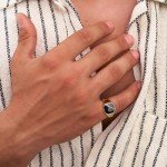 Men's Engraved Gold Signet Ring with Black Onyx