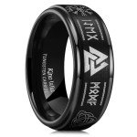 Men's Viking Runes Black Tungsten Wedding Ring