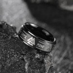 Men's Viking Runes Black Tungsten Wedding Ring