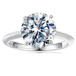 3ct Moissanite Solitaire Engagement Ring in 14K White Gold