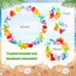 Hawaiian Hula Skirts with Tropical Garlands - 20 Pcs