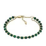 Gold-Tone Stainless Steel Malachite Bead Bracelet