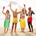 Hawaiian Hula Skirts with Tropical Garlands - 20 Pcs