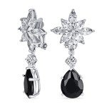Floral Art Deco Statement Dangle Chandelier Earrings