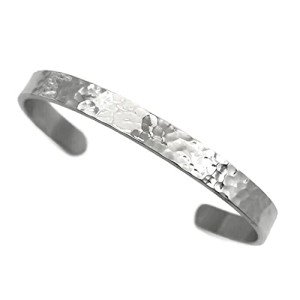 Hammered Stainless Steel Cuff Bracelet for Women